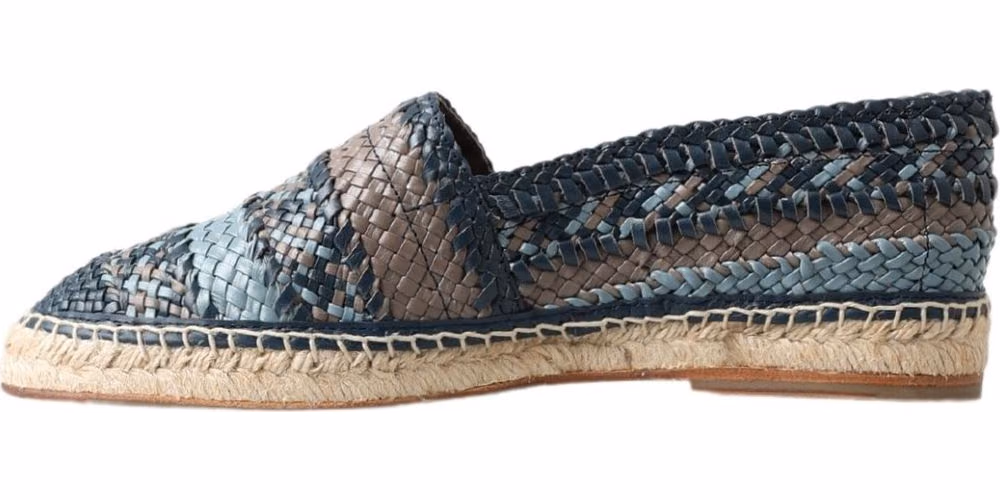 Dolce & Gabbana Blue Gray Leather Buffalo Espadrille Shoes