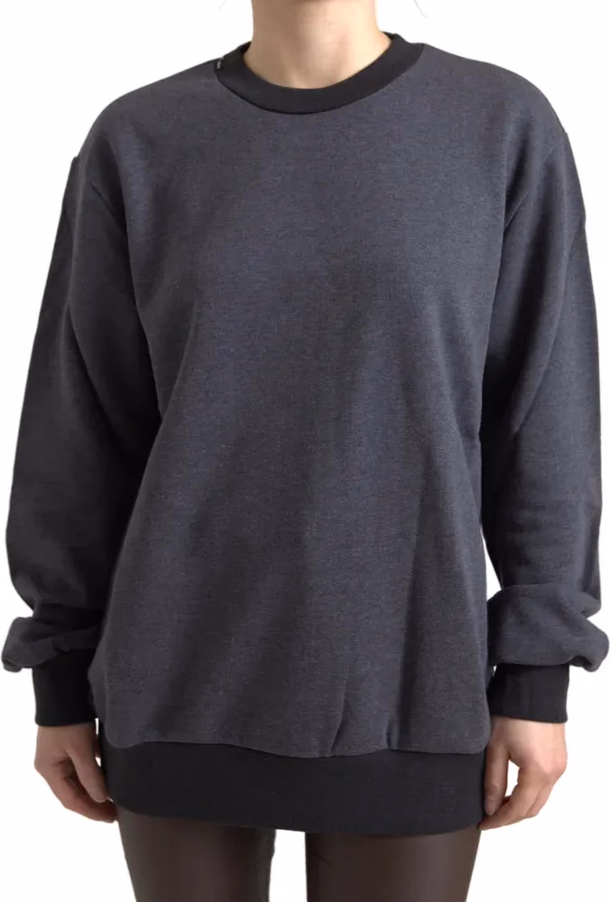 Dolce & Gabbana Dark Gray Cotton Crew Neck Pullover Sweater