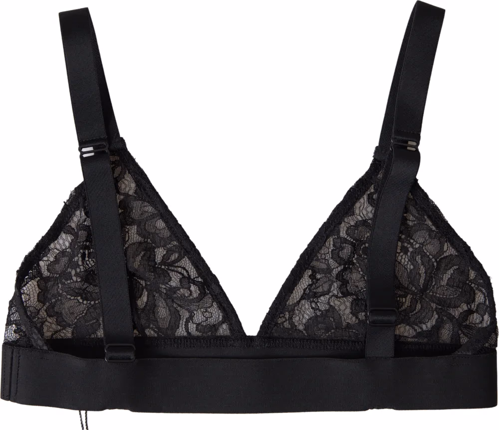 Dolce & Gabbana Black Floral Lace Nylon Stretch Bra Underwear