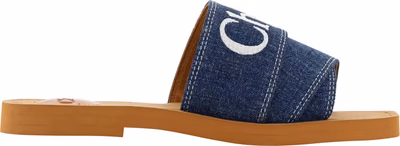 Denim Blue Cotton Slides Woody Sandals