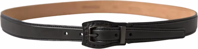 Black Leather Metal Buckle Cintura Belt