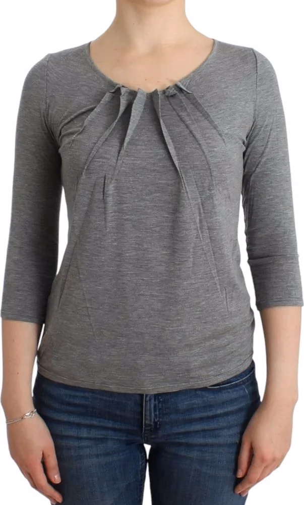 Cavalli Gray 3/4 sleeves jumper top