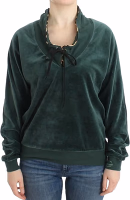 Green velvet cotton sweater