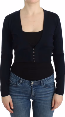 Black cropped wool cardigan