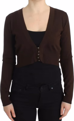 Brown cropped wool cardigan