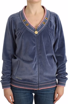 Blue velvet zipup sweater