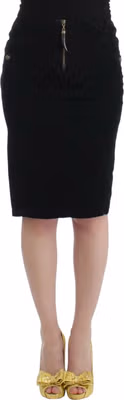 Black Corduroy Pencil Skirt