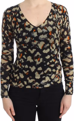 Multicolor v-neck wool jumper