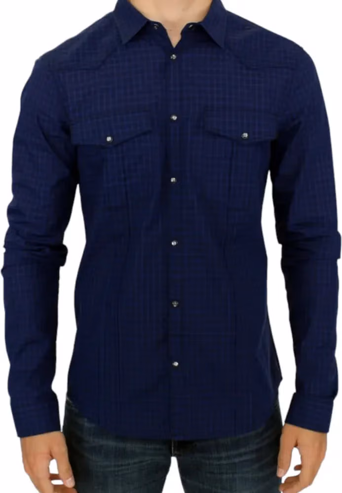 Costume National Blue checkered cotton shirt