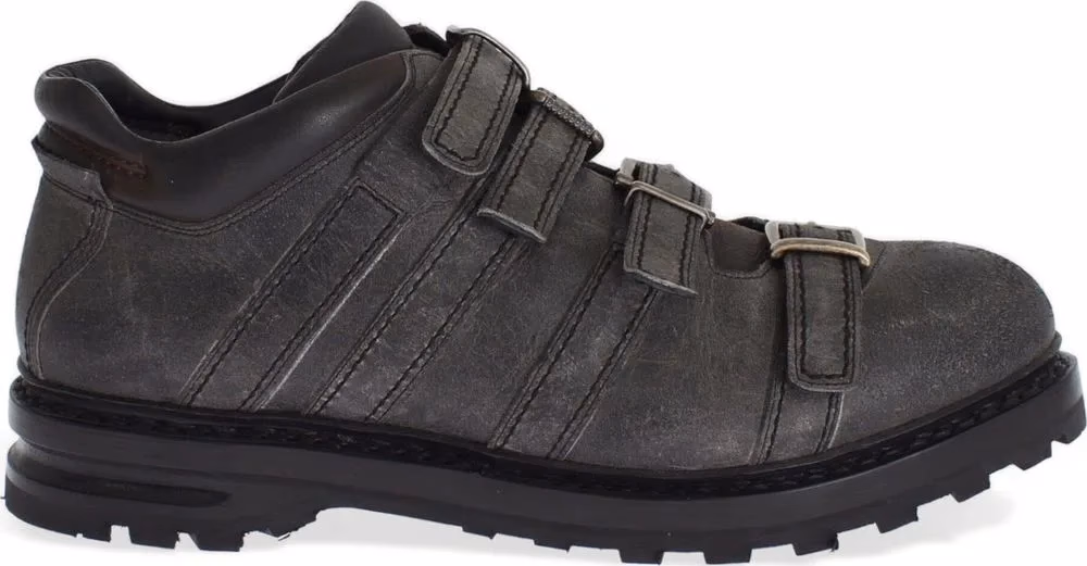 Dolce & Gabbana Gray Leather Ankle Strap Shoes Boots