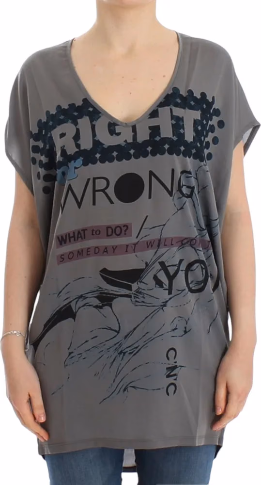 Costume National Gray V-neck long t-shirt