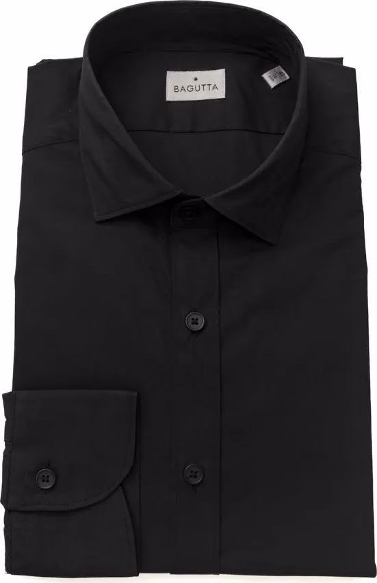 Bagutta Black Cotton Men's Slim Shirt