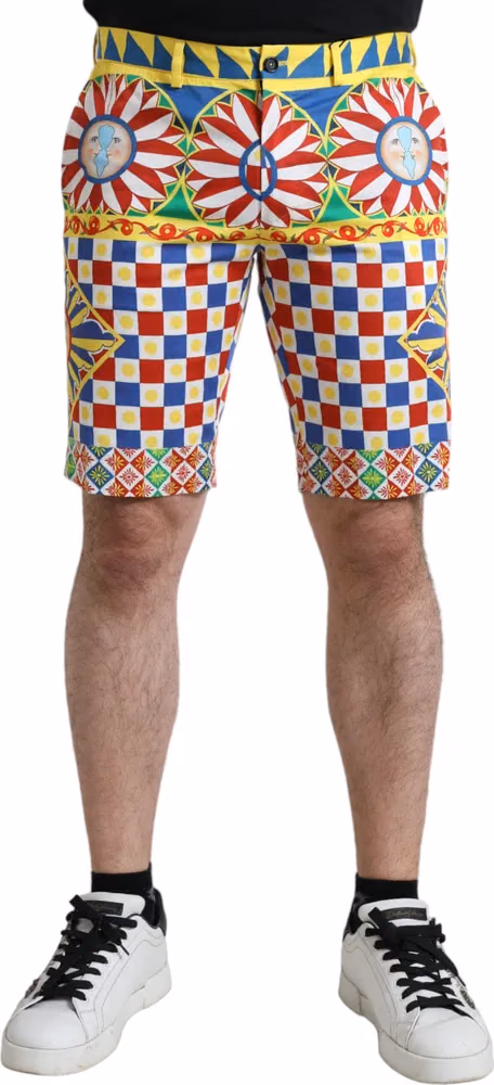 Dolce & Gabbana Multicolor Carretto Print Men Bermuda Shorts