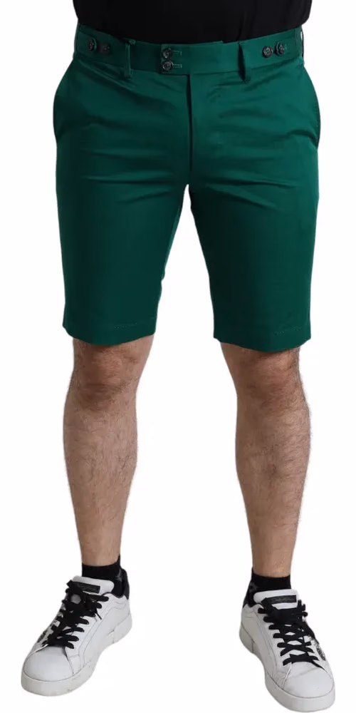 Dolce & Gabbana Deep Green Cotton Stretch Men Bermuda Shorts