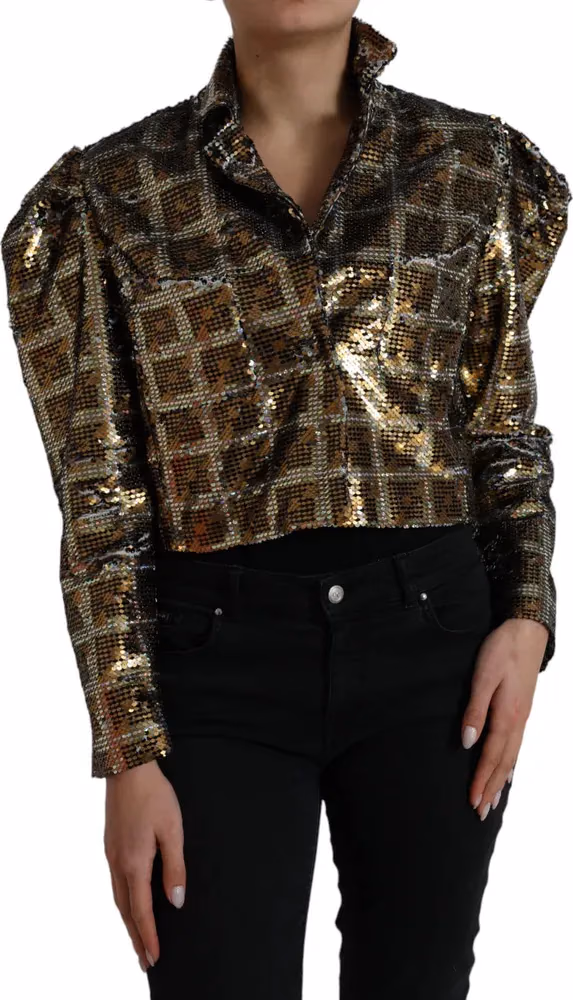 Dolce & Gabbana Multicolor Polyester Sequined Cropped Jacket