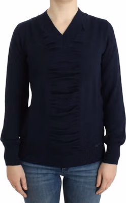 Dark blue V-neck wool sweater