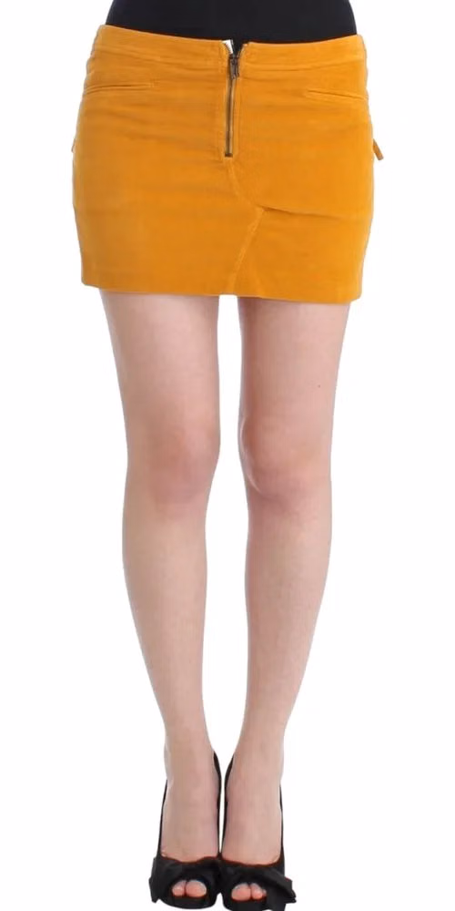 Costume National Yellow corduroy mini skirt