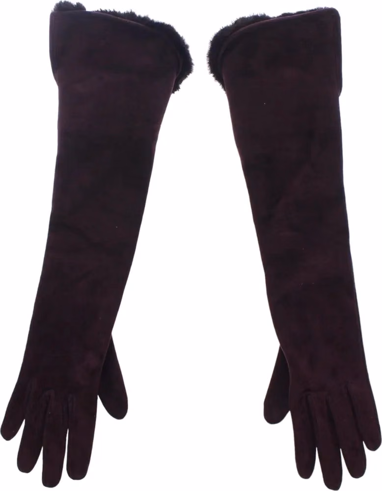 Dolce & Gabbana Purple Mink Fur Goatskin Suede Leather Gloves