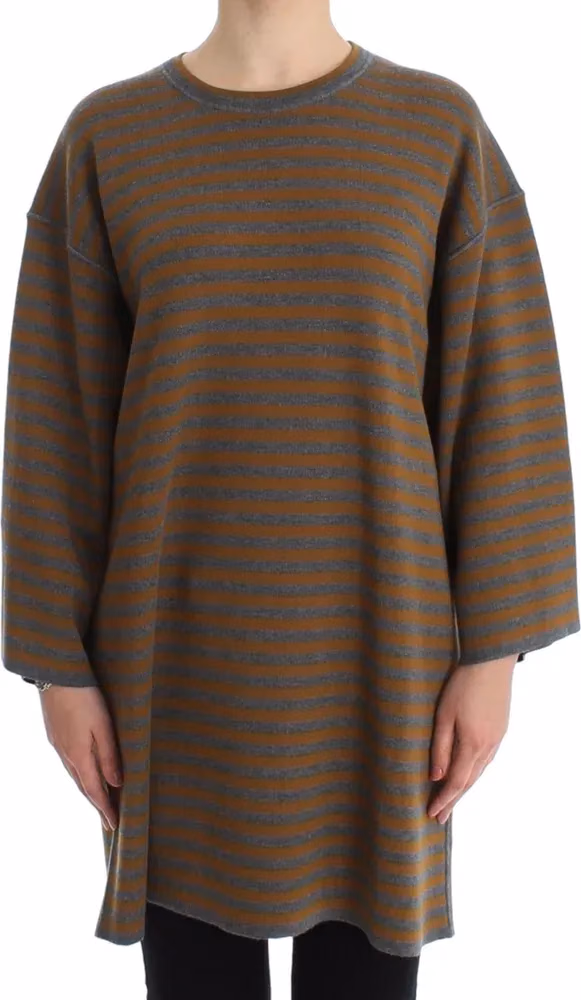Dolce & Gabbana Oversized Gray Yellow Striped Sweater Top