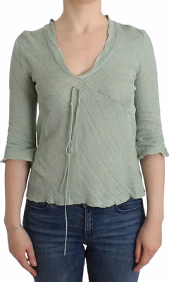 Green Lightweight Knit Sweater Top Blouse