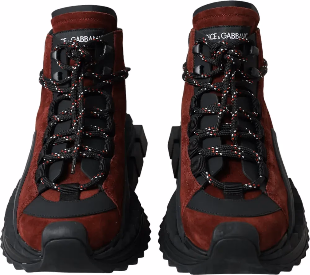 Dolce & Gabbana Burgundy Super King High Top Men Sneakers Shoes