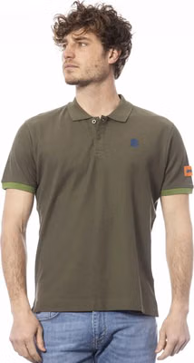 Green Cotton Men Polo Shirt