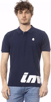 Blue Cotton Men Polo Shirt
