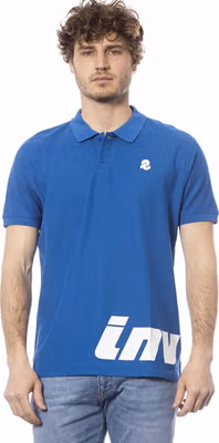 Blue Cotton Men Polo Shirt
