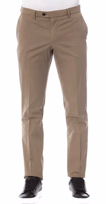 Brown Cotton Men Trouser