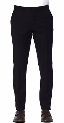 Blue Wool Men Trouser