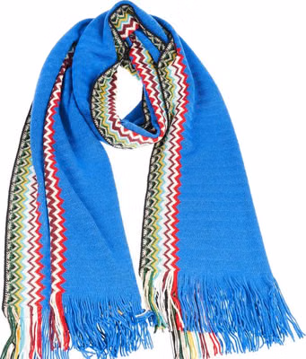 Blue Wool Men Scarf