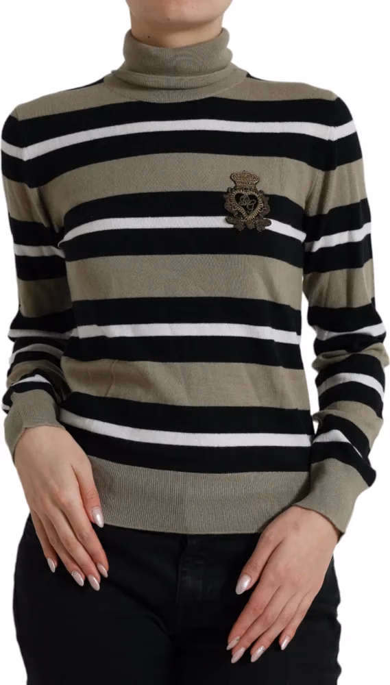 Dolce & Gabbana Multicolor Stripe Wool Logo Pullover Sweater