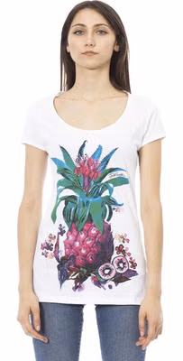 White Cotton Women T-Shirt