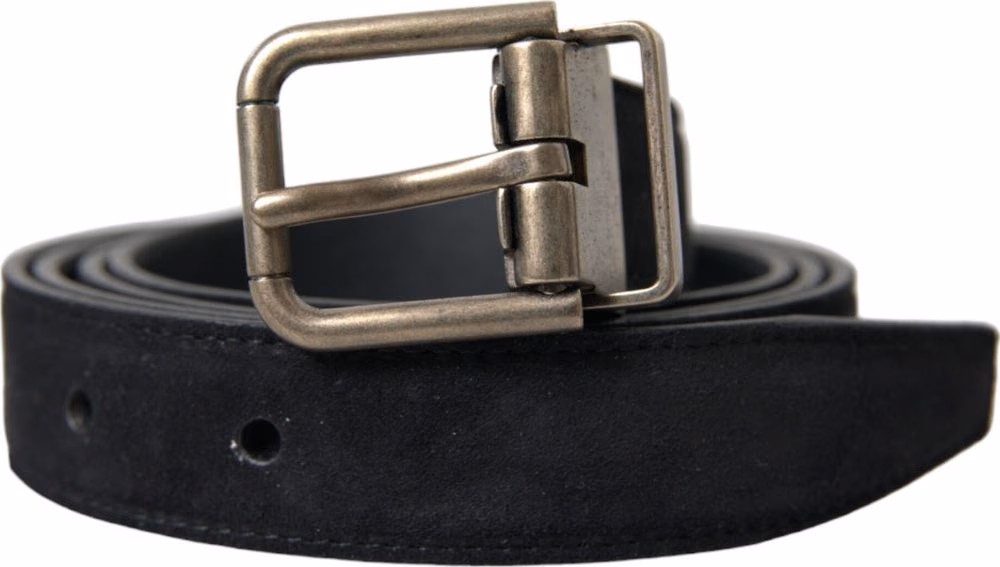 Dolce & Gabbana Black Goat Leather Antique Metal Buckle Belt