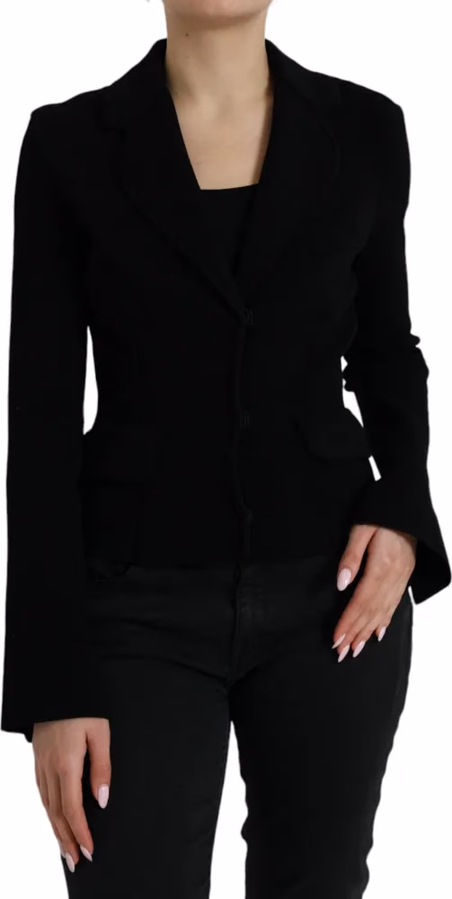 Dolce & Gabbana Black Viscose Single Breasted Blazer Jacket