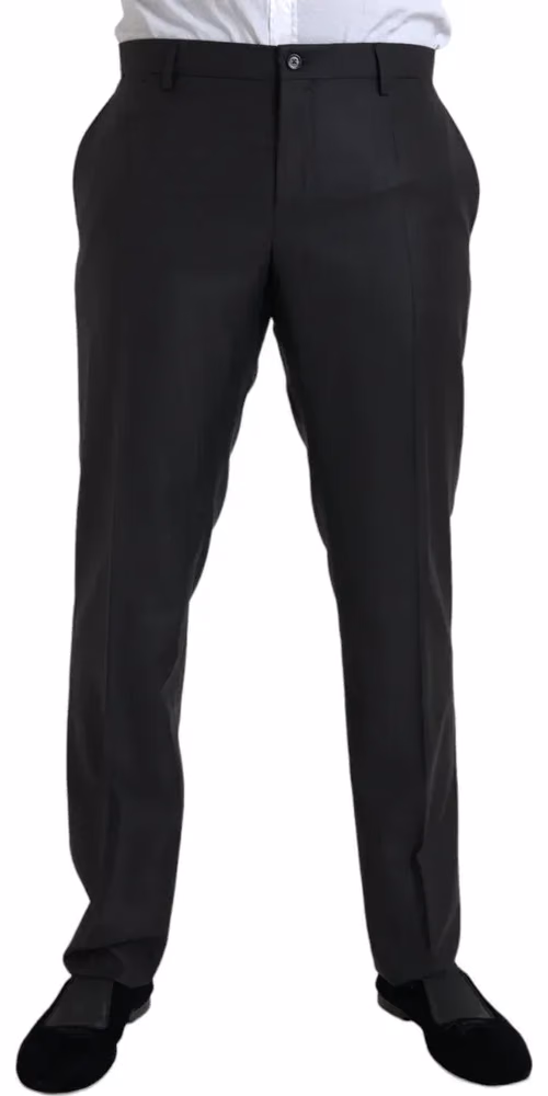 Dolce & Gabbana Black Wool Silk Skinny Dress Pants