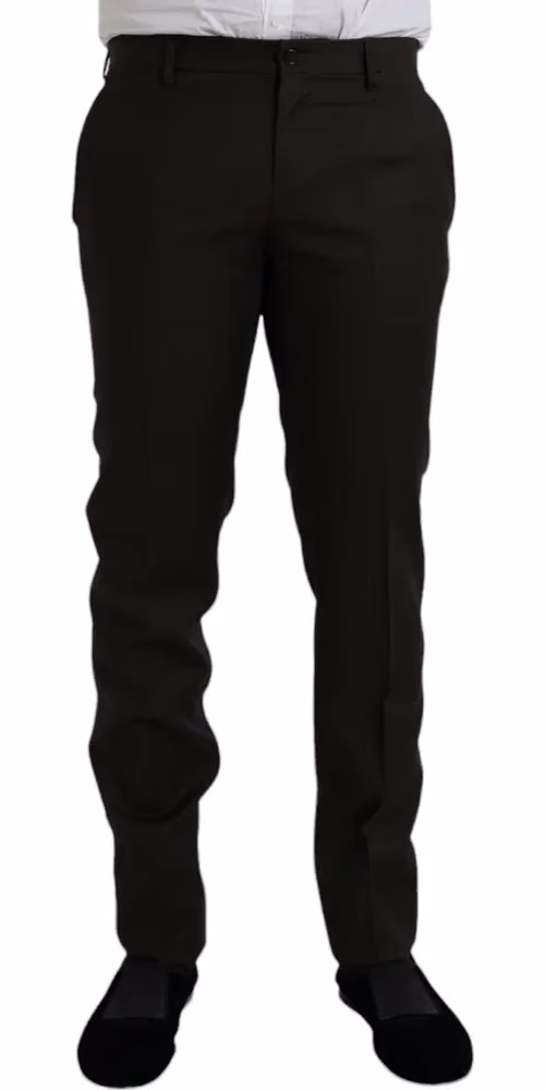 Dolce & Gabbana Dark Brown Wool Slim Fit Formal Pants