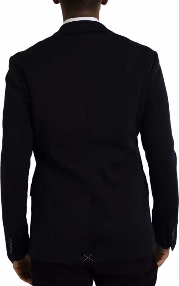 Dolce & Gabbana Dark Blue Wool Single Breasted Coat Blazer