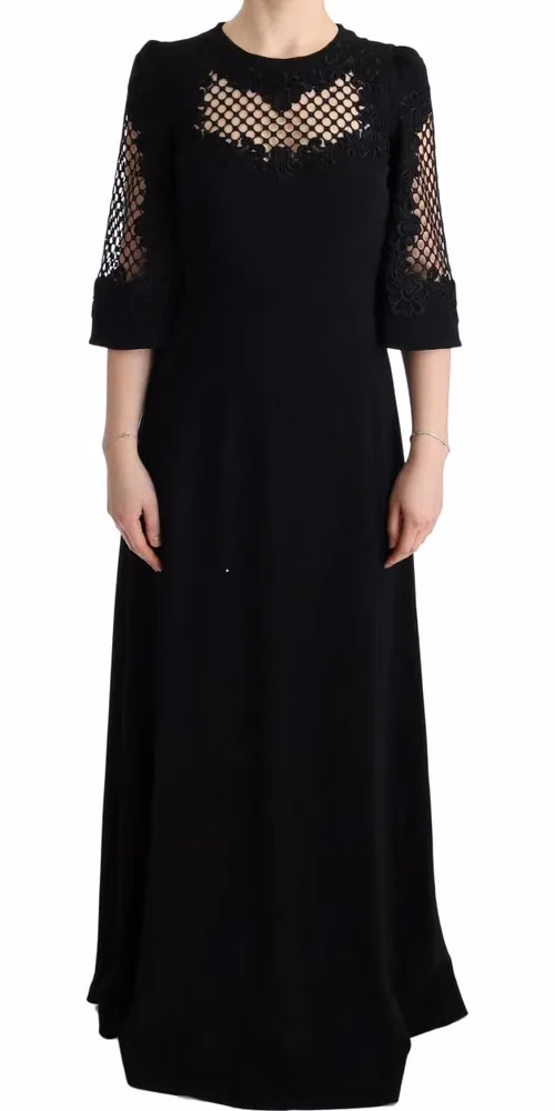 Dolce & Gabbana Black Stretch Shift Long Maxi Dress