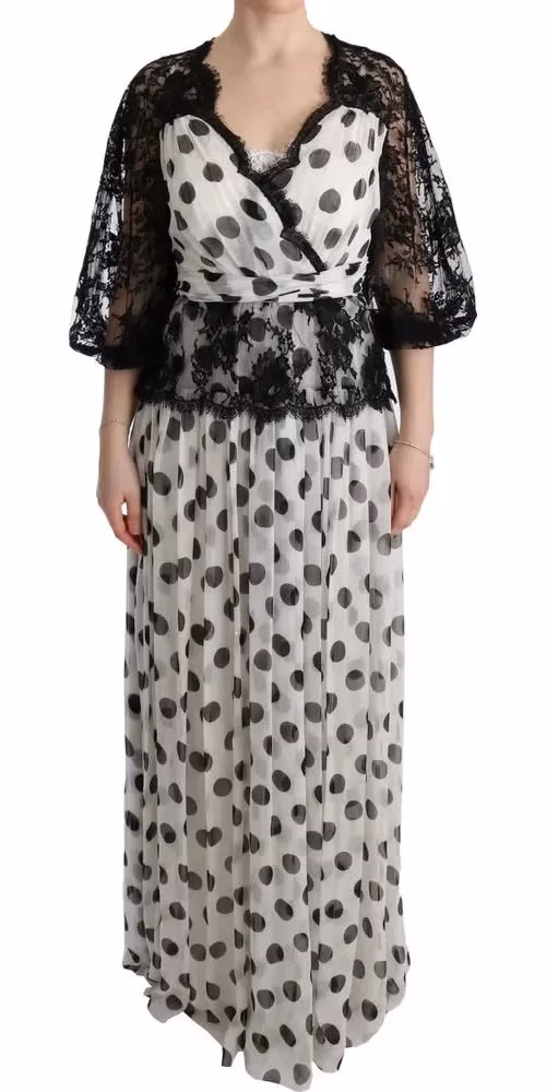 Dolce & Gabbana Black White Polka Dotted Floral Dress