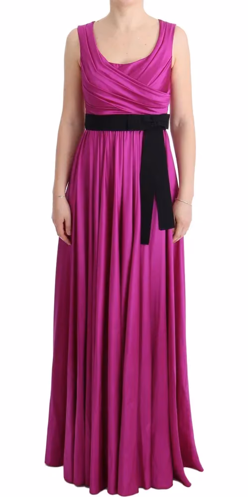 Dolce & Gabbana Pink Silk Stretch Shift Long Dress