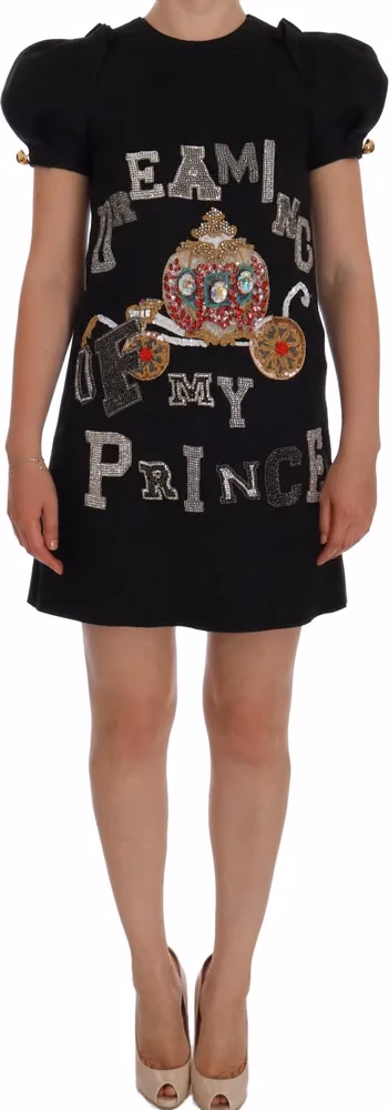Dolce & Gabbana Gray Crystal "Dreaming of My Prince" Dress