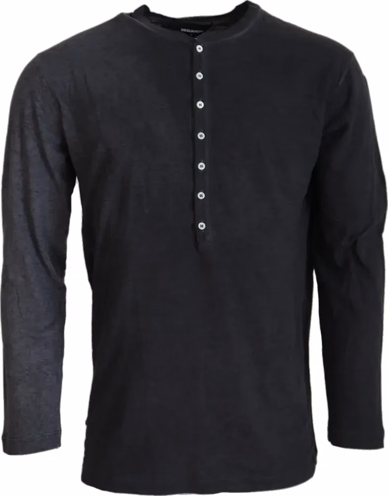 Dsquared² Black Cotton Linen Long Sleeves Pullover Sweater