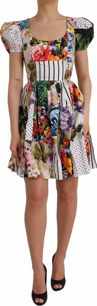 Dolce & Gabbana Multicolor Patchwork Cotton Aline Mini Dress