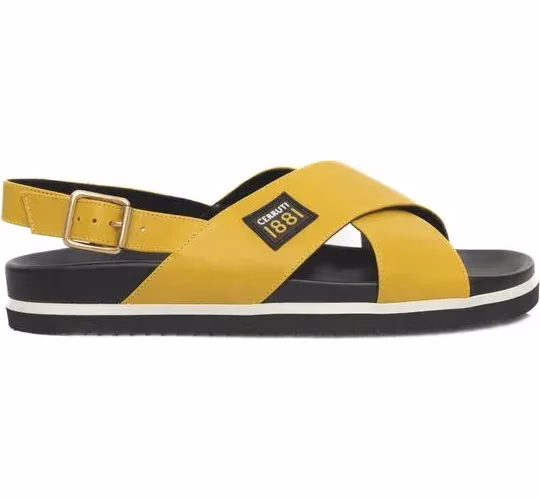 Cerruti 1881 Yellow Calfskin Women Sandal