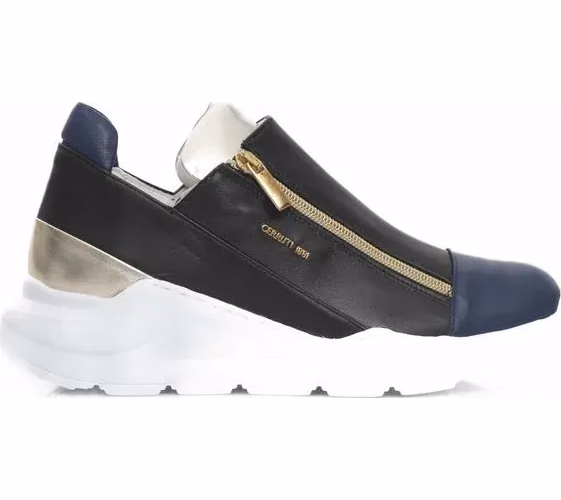 Cerruti 1881 Black Goatskin Women Sneaker