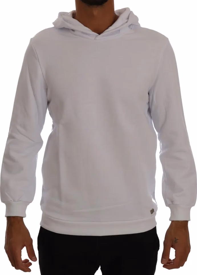 Daniele Alessandrini White Pullover Hodded Cotton Sweater