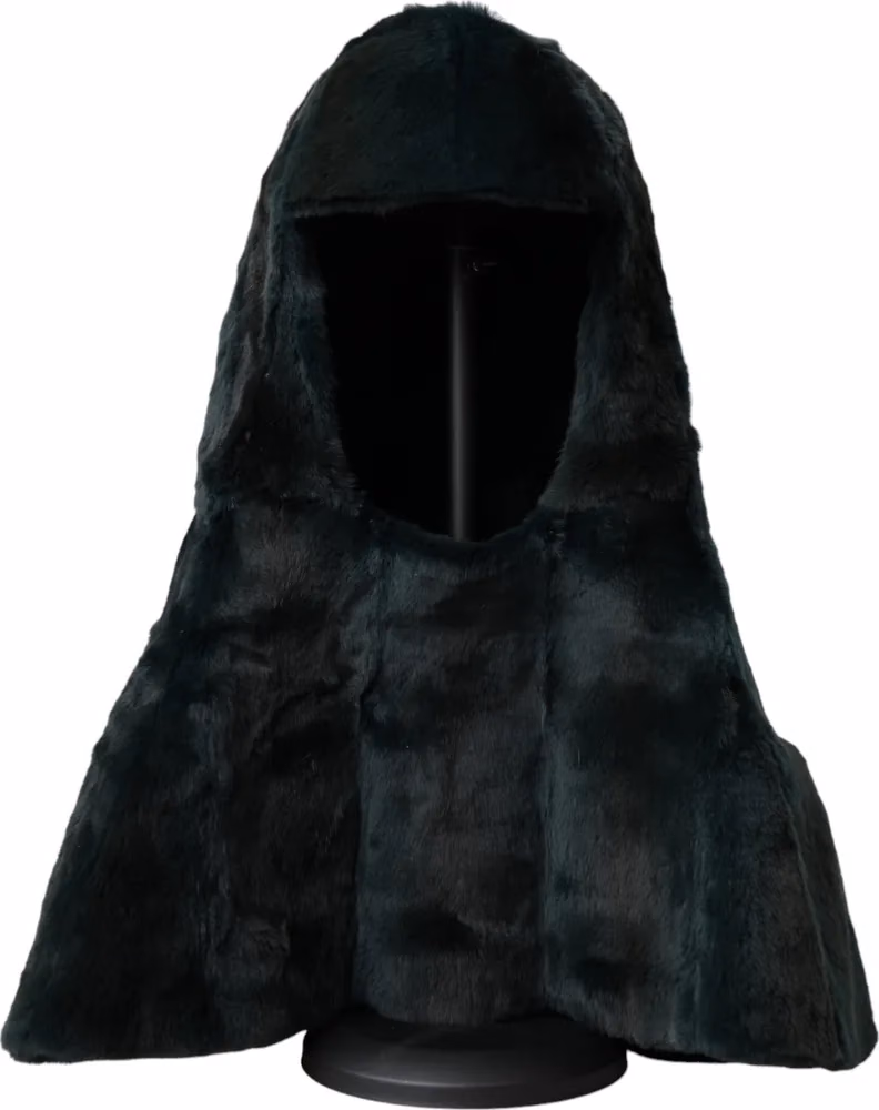 Dolce & Gabbana Black Weasel Fur Whole Head Wrap Hat