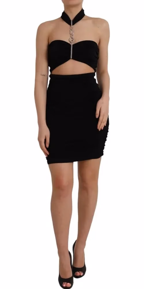 Dolce & Gabbana Black Cut Out Sleeveless Bodycon Mini Dress