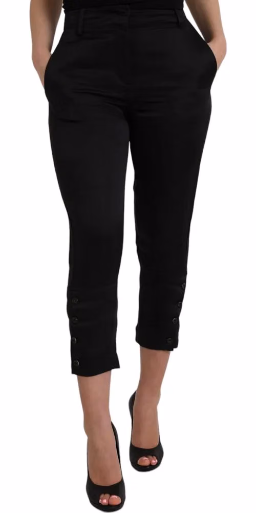 Ermanno Scervino Black High Waist Capri Cropped Pants